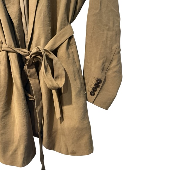 Madewell Belted Blazer Jacket Womens Large Tan Modal Blend Tie Waist Lightweight - Picture 7 of 11